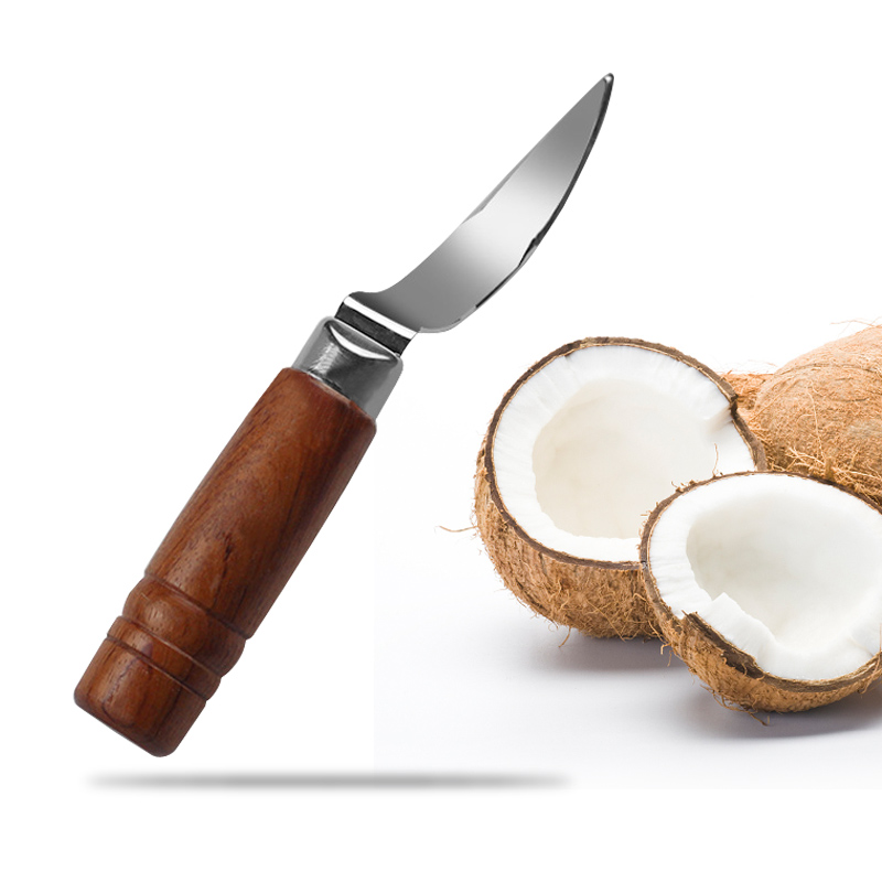 Title 4, Stainless Steel Coconut Knife With Wooden Handle