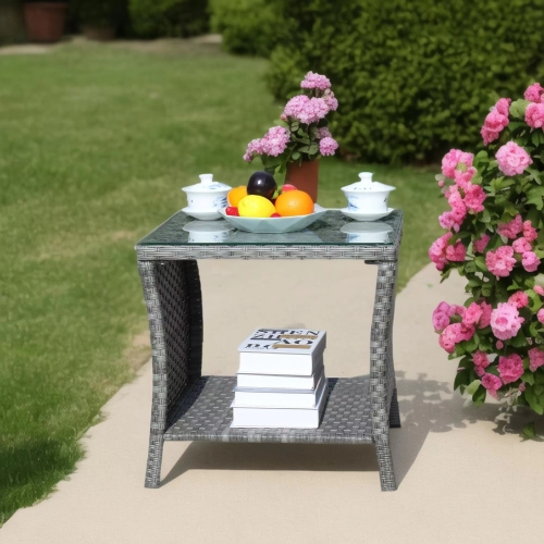 Outdoor Patio Furniture 1 Coffee Table With Clear Tempered Glass — foto 6