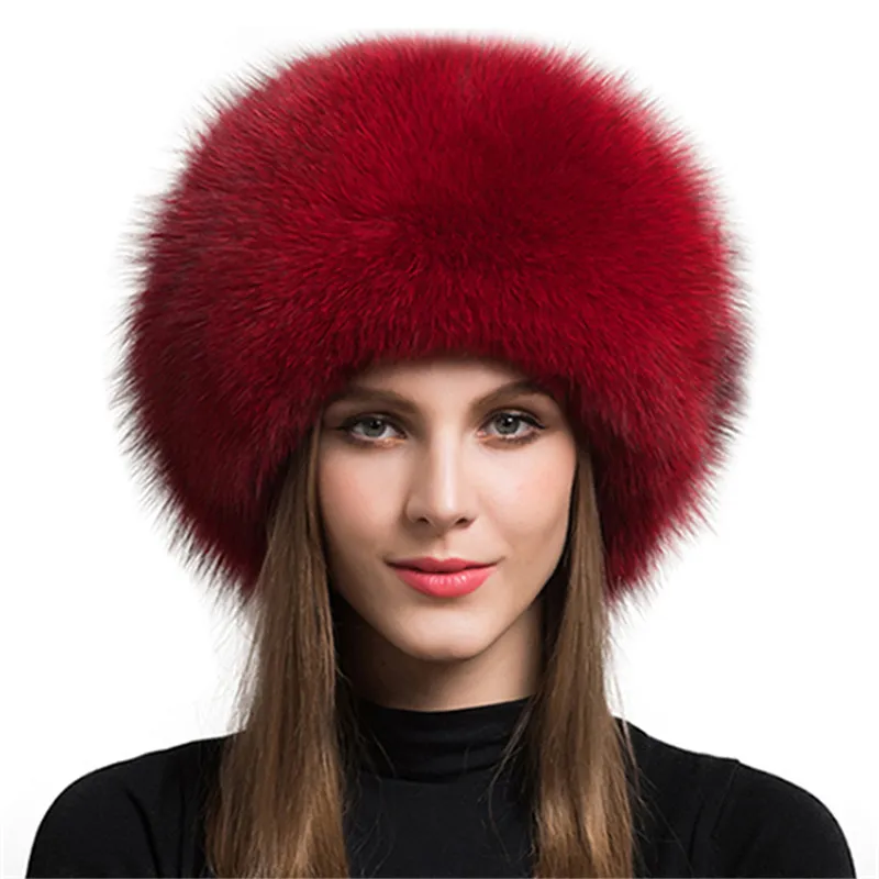 Fox Fur Hat Female Ear Protection - Red