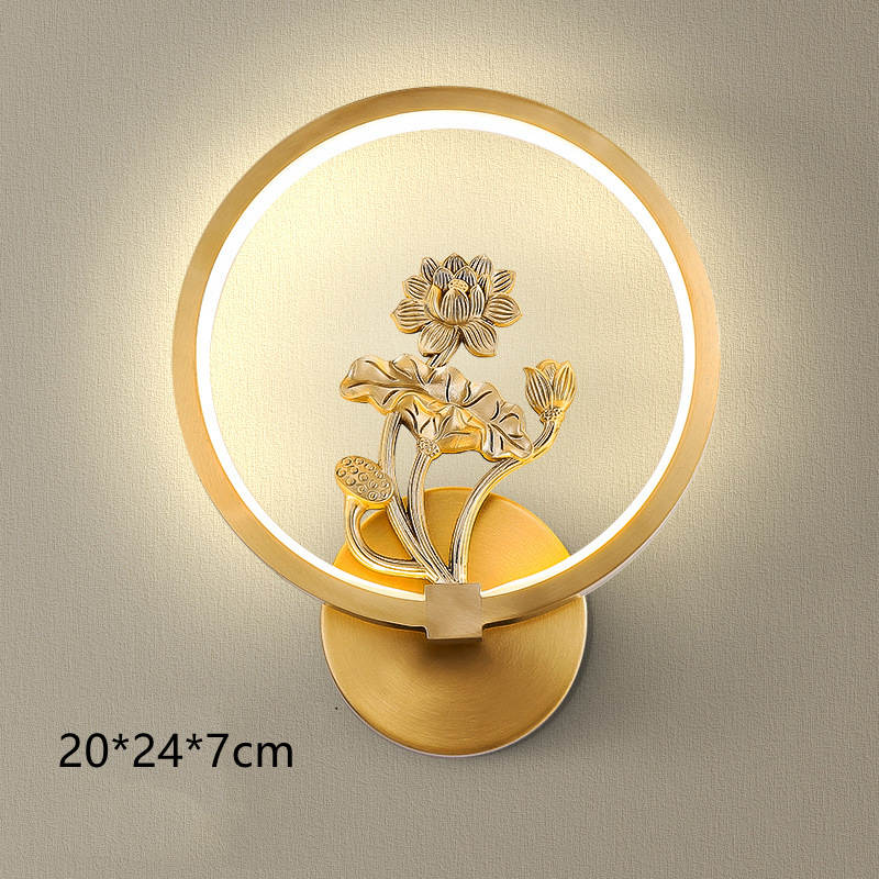 Light Luxury Background Wall Modern Zen Round Copper Wall Lamp - Image 5