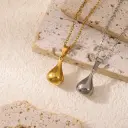 Stainless Steel Teardrop-shaped Pendant Necklace view 1