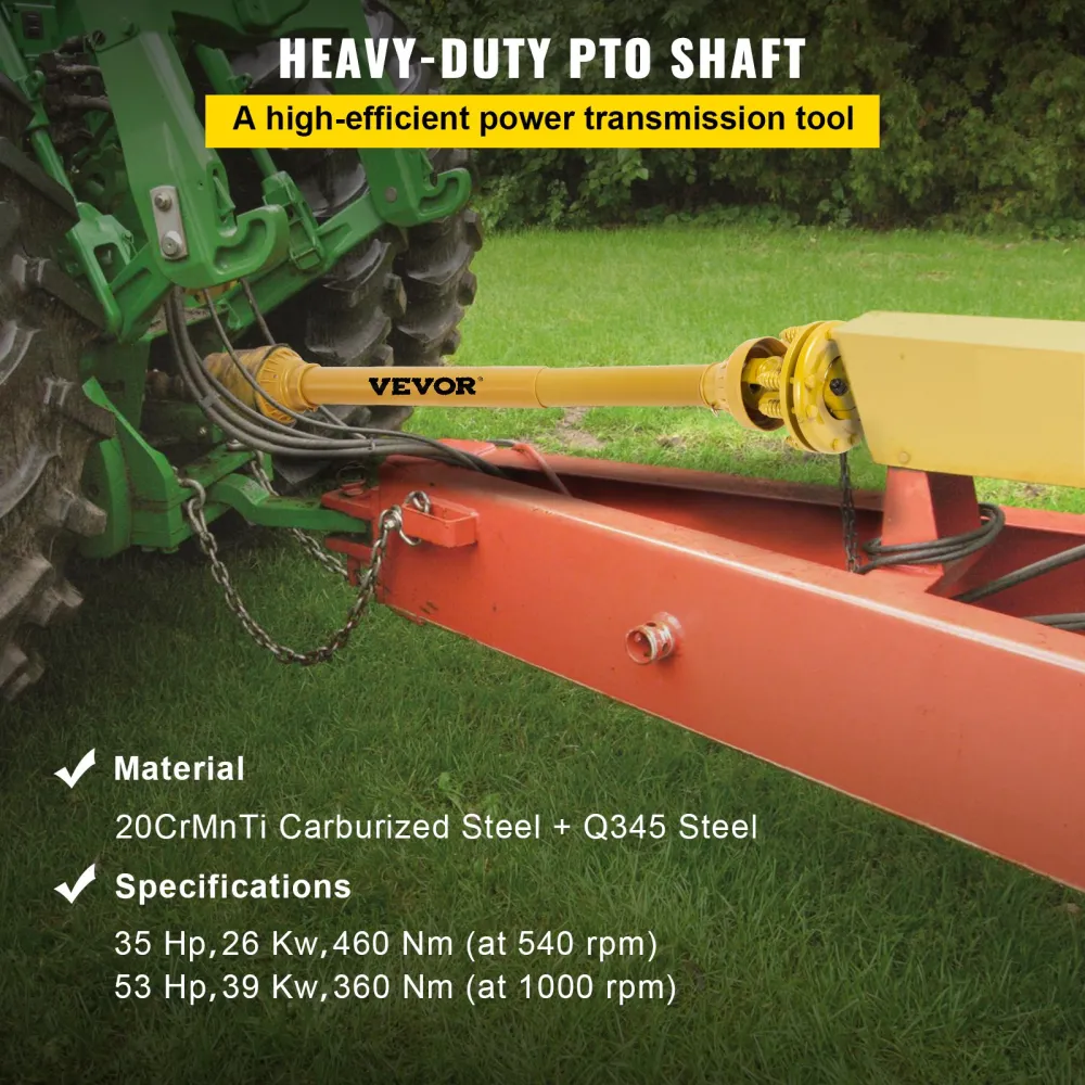 VEVOR PTO Shaft, PTO Drive Shaft, 6 Spline Both Ends PTO Driveline Shaft, Series 4 Tractor PTO Shaft, Brush Hog PTO Shaft, Yellow PTO Shaft WSlip Clutch For Bush Hog Finish Mower