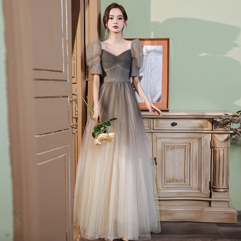 Temperament Short Bubble Sleeve Dress