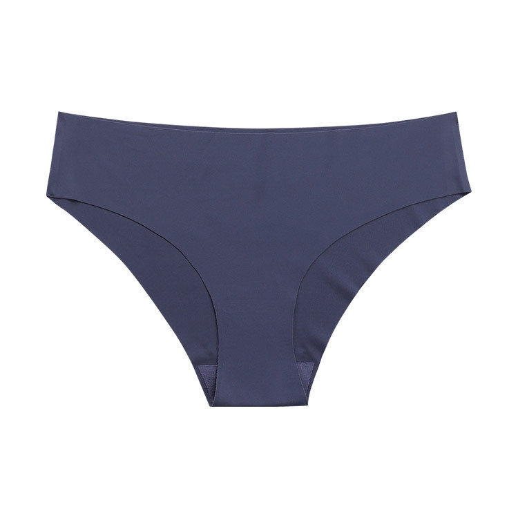 Seamless One piece Ice Silk Ladies Low rise Underwear Casually Cut Nude Briefs Navy Blue - Shop at LoveMi