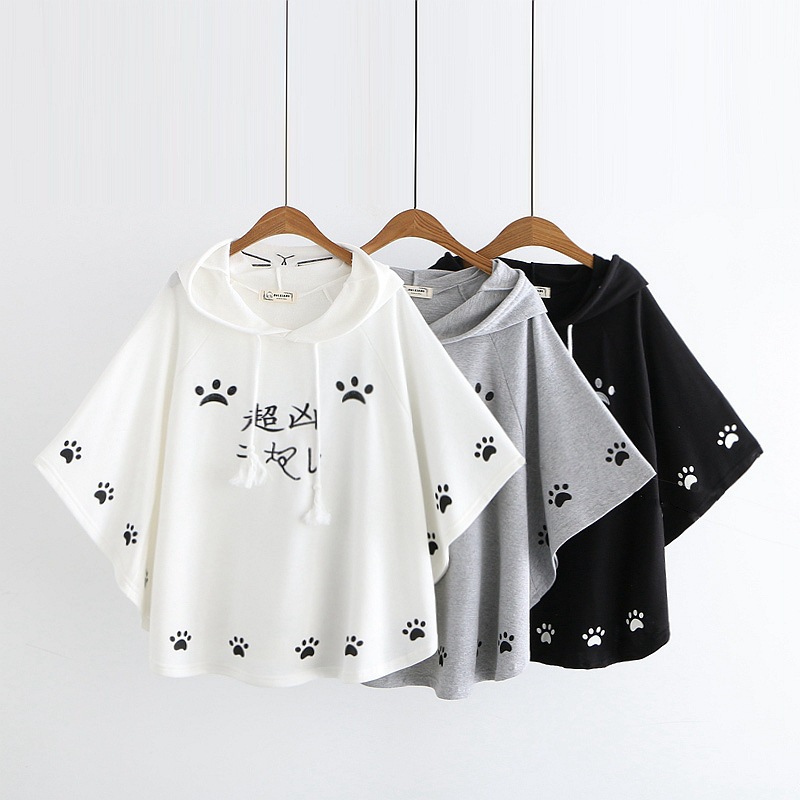 Title 1, Cartoon cat paw print cape shawl T-shirt