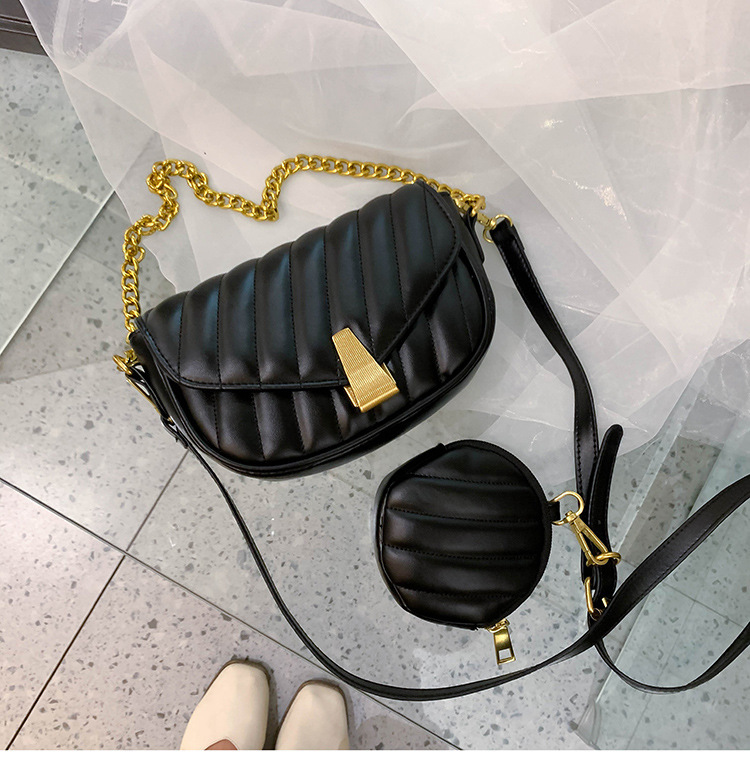 Net Red Korean Wide Shoulder Strap One Shoulder Crossbody Saddle Bag