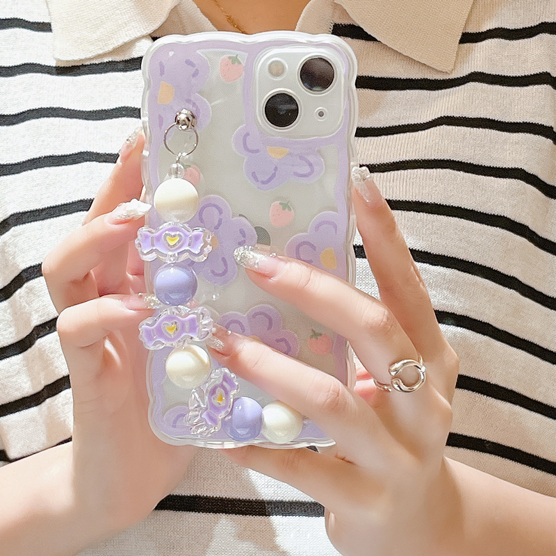 Purple Flower Chain For IP13 Transparent Phone Case - Image 2
