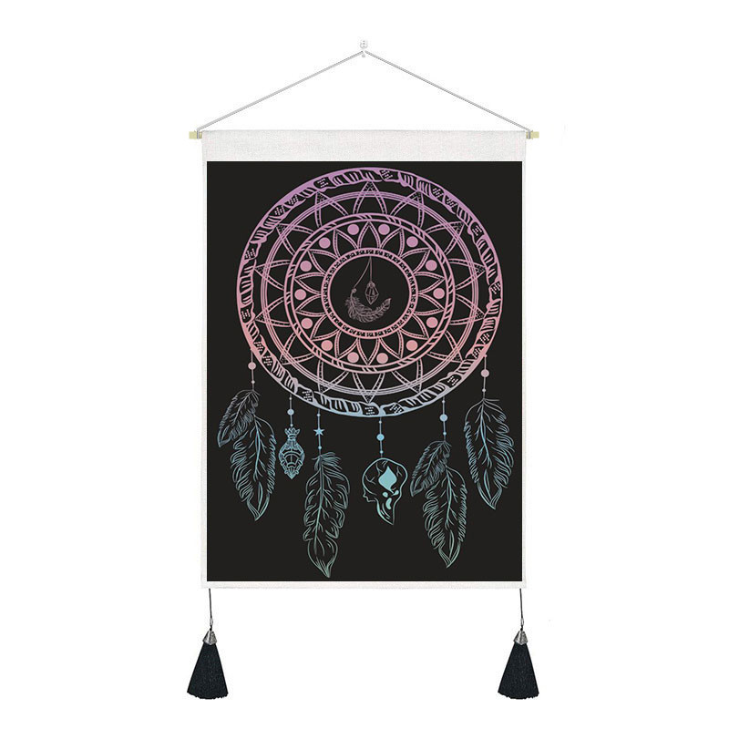 Tapestry Tassels Moon Mountain Linen Cotton Home Door Wall Hanging Bedroom Decor — image 7