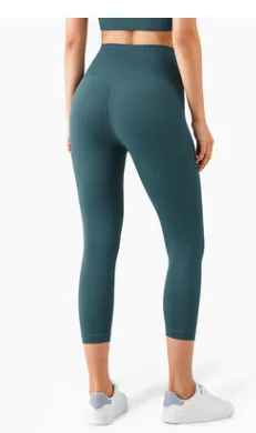 New Fitness Yoga No T-line Nude High-waist Beautiful Buttocks Cropped - Deep Jade
