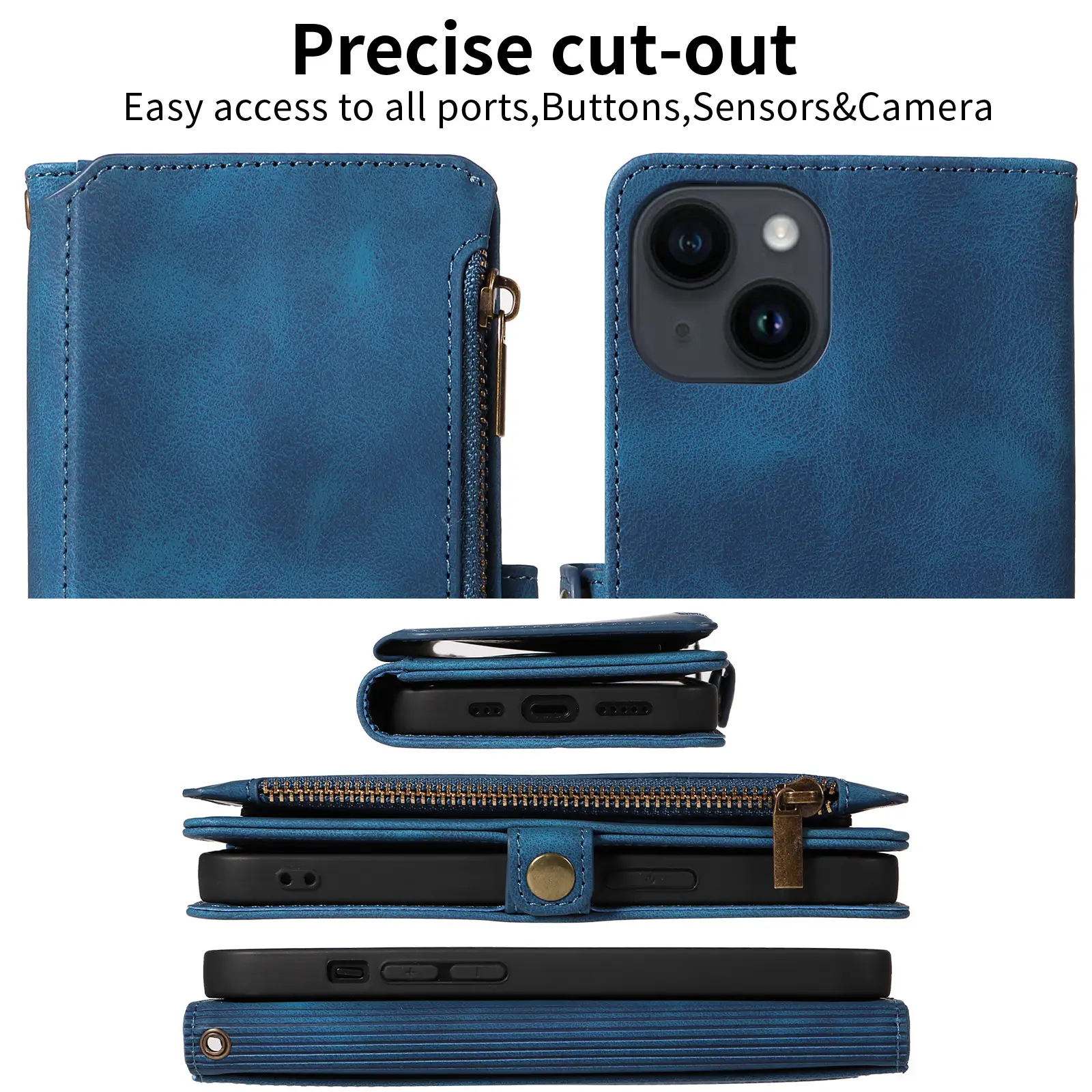 Wallet Flip Zipper Phone Leather Case