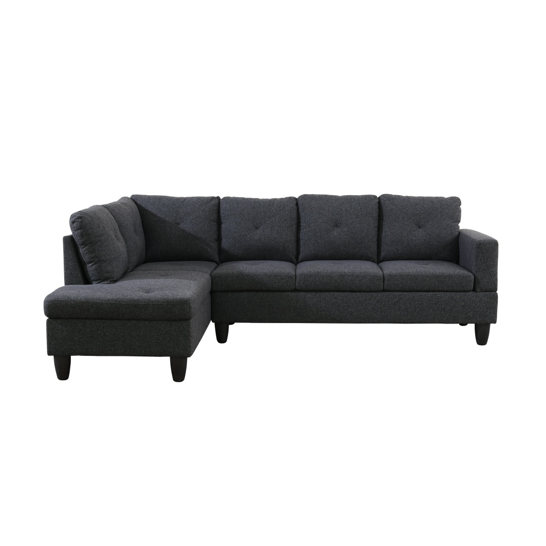Pickup Only--Black Grey Linen Living Room Sofa Set
