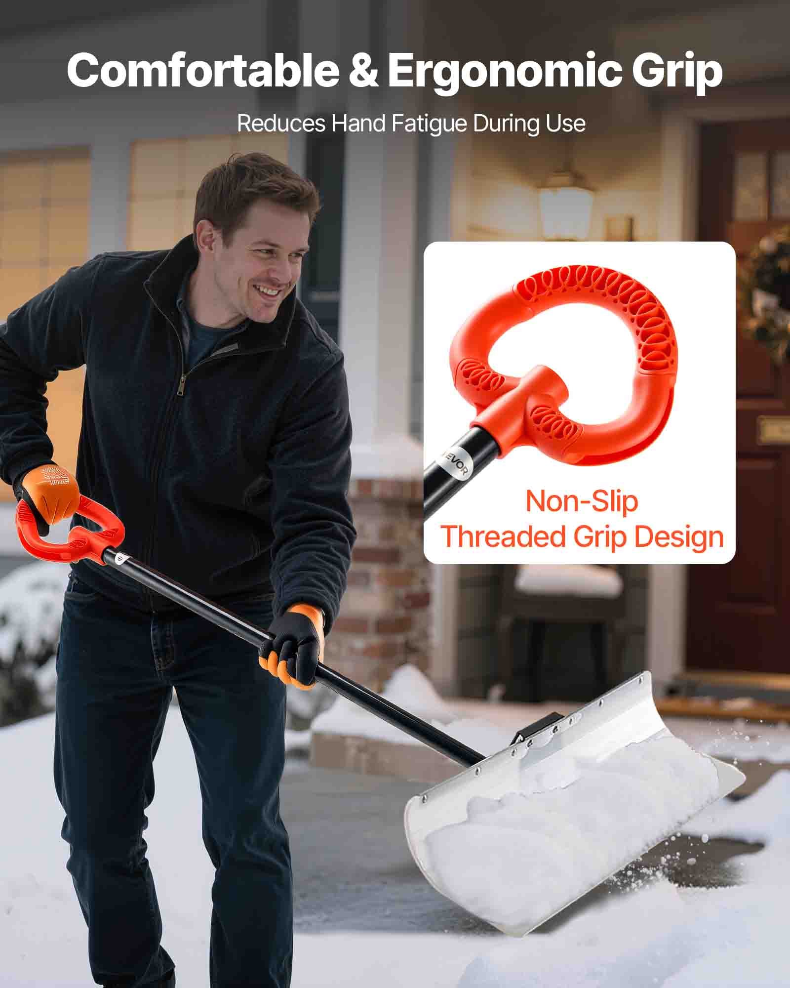 Plastic Snow Pusher Shovel 30in Heavy Duty Snow Plow For Driveway Ergonomic Grip image 3