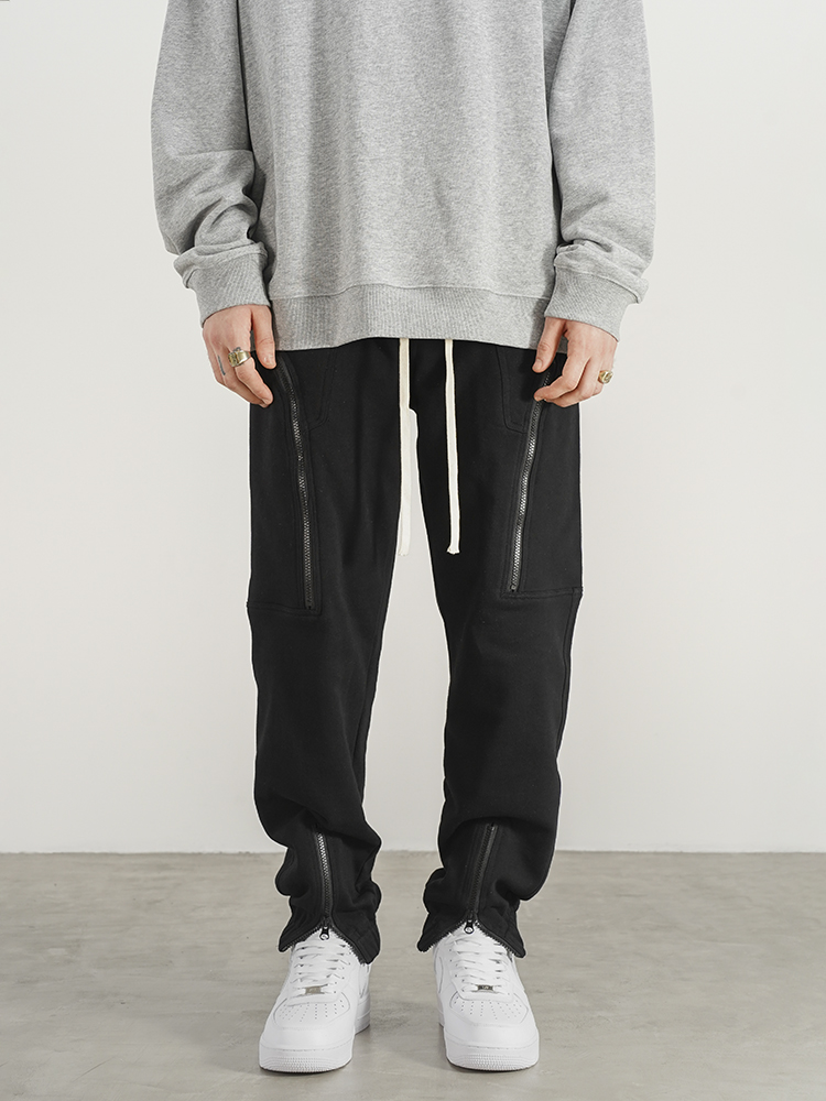 Three-dimensional Tailoring Zipper Beam Foot Guard Pants Men's Slim Cotton Sweatpants