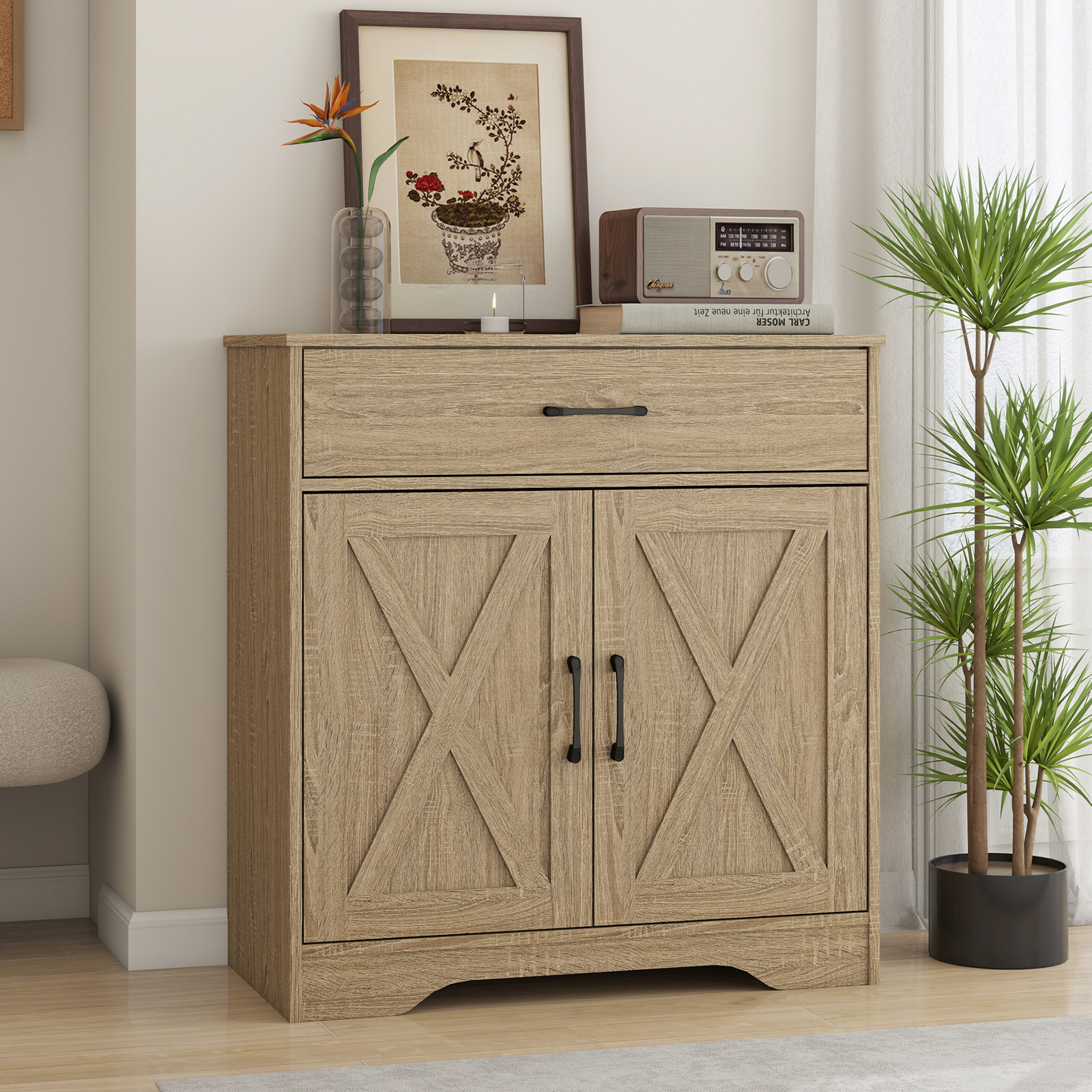 Farmhouse Accent Cabinet Entryway Storage With Drawer Living Room Sideboard — image 10