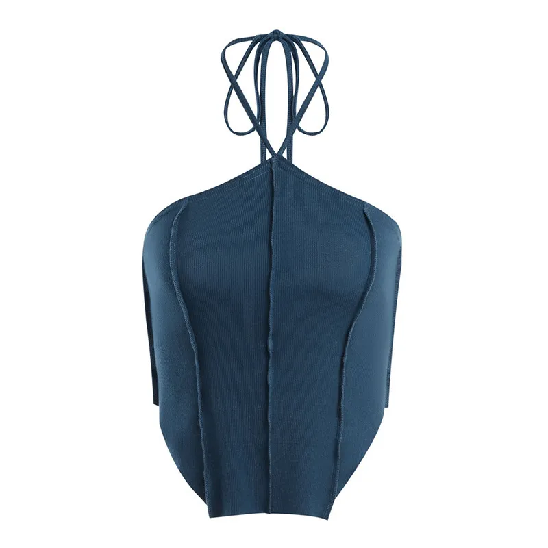 European And American Sexy Halter Camisole - Blue