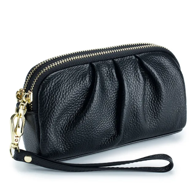 Double Large Capacity Head Layer Cowhide Temperament Purse For Women Black - Shop at LoveMi