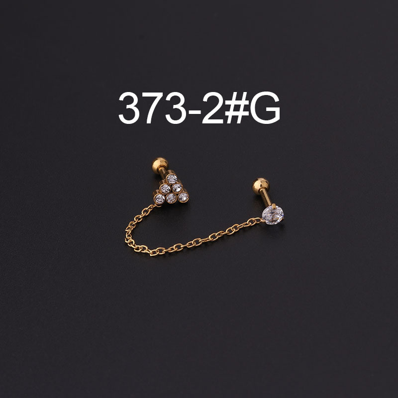 Thick Rod Stainless Steel Ear Bone Nail With Chain Can Be Detached