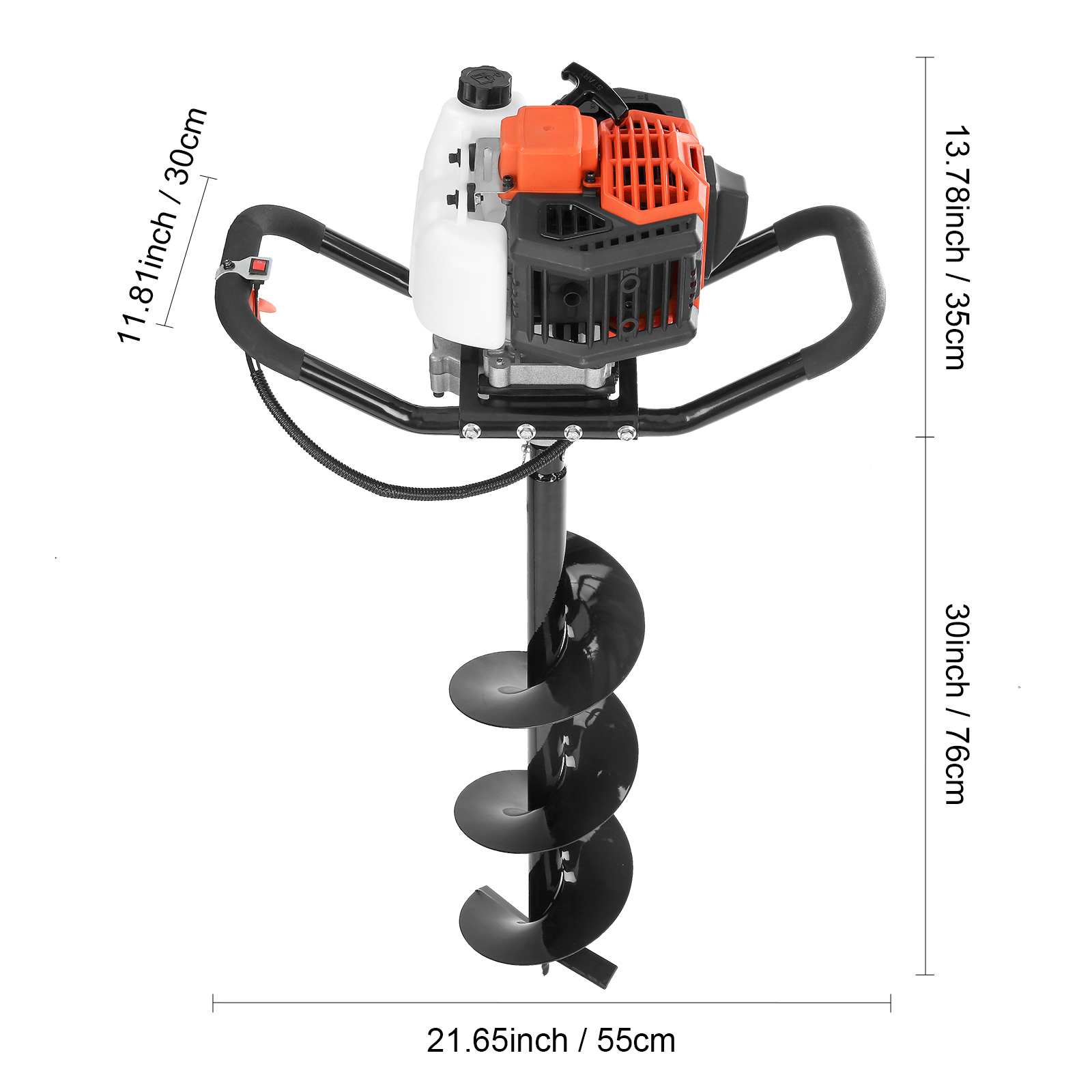 VEVOR Post Hole Digger, 43cc 1250W Auger Post Hole Digger, Gas Powered Earth Digger With  Earth Auger Drill Bit, 30 Inch Long Alloy Steel Auger, For Farmland, Garden And Plant, EPA Certification image 5