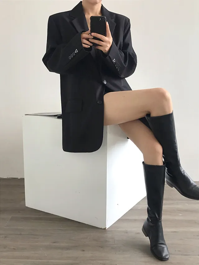 Loose Oversized High end Suit Top Black - Shop at LoveMi