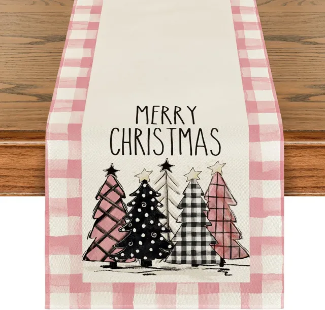 Christmas Trees Merry Xmas Table Runner, Seasonal Winter Holiday Kitchen Dining Table Decoration For Indoor Outdoor Home Party Decor 13 X 72 Inch ... Pattern12 - Shop at LoveMi
