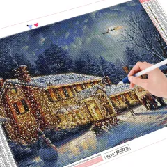 Embroidery Christmas Snowflake Embroidery Wall Art Diamond Painting - Round - View 1
