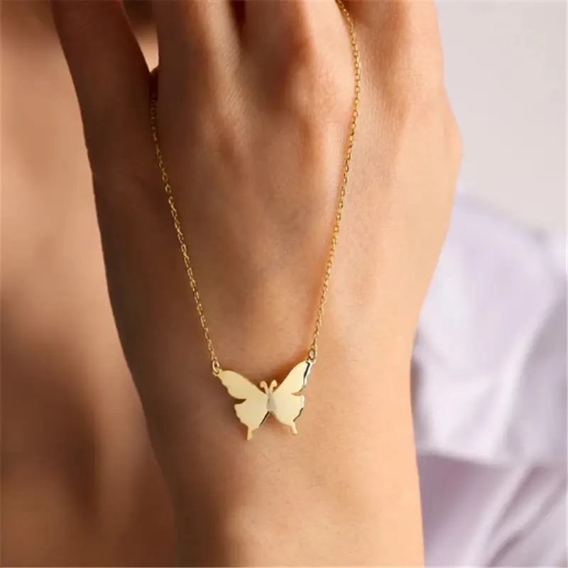 Butterfly Engraved Letter Clavicle Chain