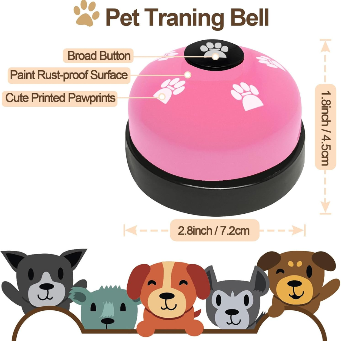 2 Pack Dog Door Bells Dog Doorbell To Go Outside Puppy Train Bell For Dogs To Ring — foto 2