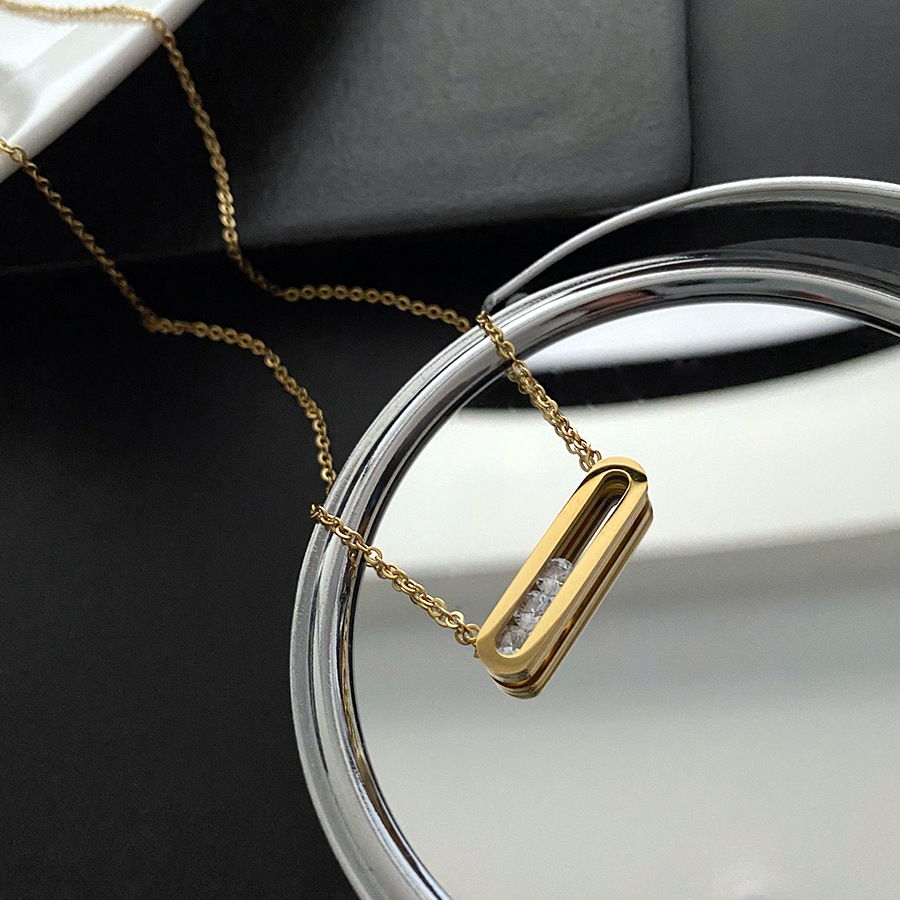 Title 2, Rectangular Pendant Flowing Zircon Clavicle Cha...