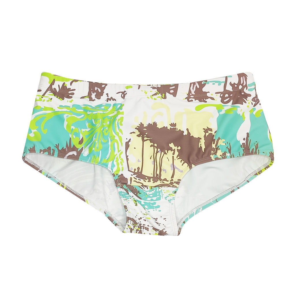 Island Grey Green Palm Silhouette Fashion Boxer Swim Shorts