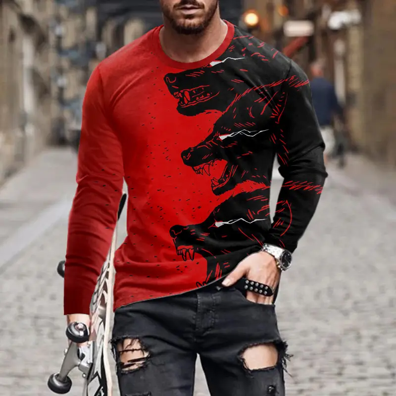 European And American New Men's Loose Round Neck 3d Printing T-shirt