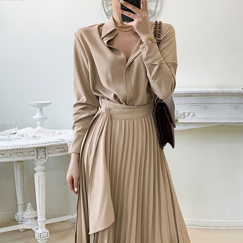 Oversized Loose Waist Over-the-knee Shirt Dress