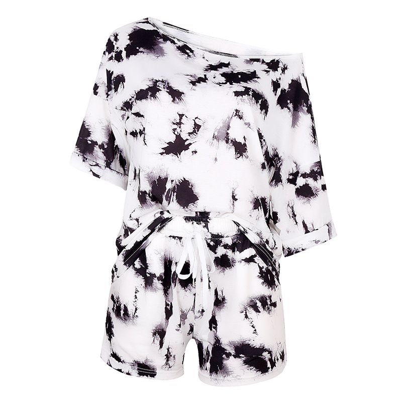 Tie-Dye Round Neck Short-Sleeved Home Service Suit