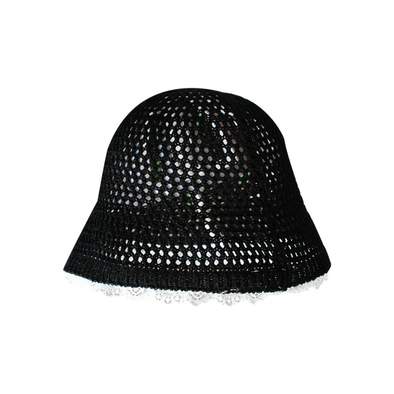 Women's Fashion Simple And Versatile Lace Hollow Fishing Hat Black - Shop at LoveMi