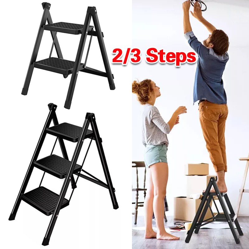 3 Step Ladder Folding Portable Compact Heavy Duty Anti-Slip Mat Stoo
