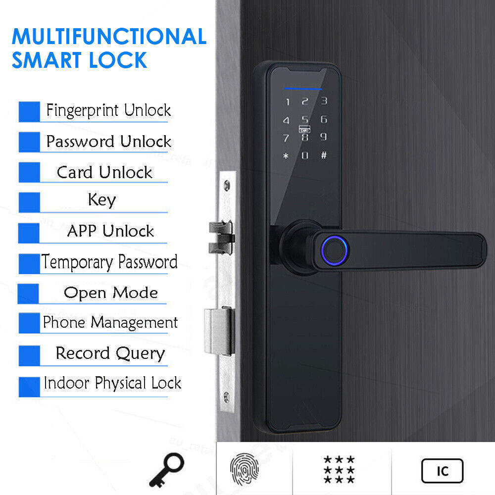 Electronic Bluetooth Door Lock T Uya APP Fingerprint Card Password Key Entry Lock 15
