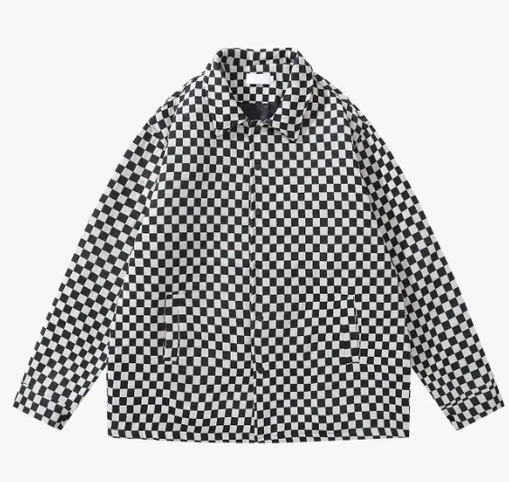 Unisex Long sleeved Allover Printed Jacket Trench Coat 11220Black - Shop at LoveMi