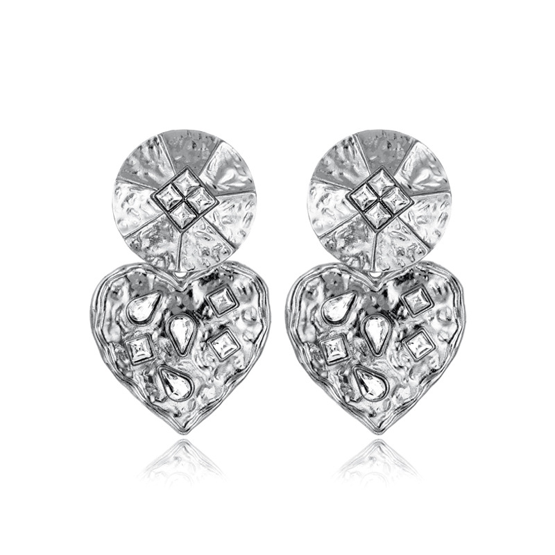 Delicate Stud Earrings With Diamond-encrusted Metal Foil