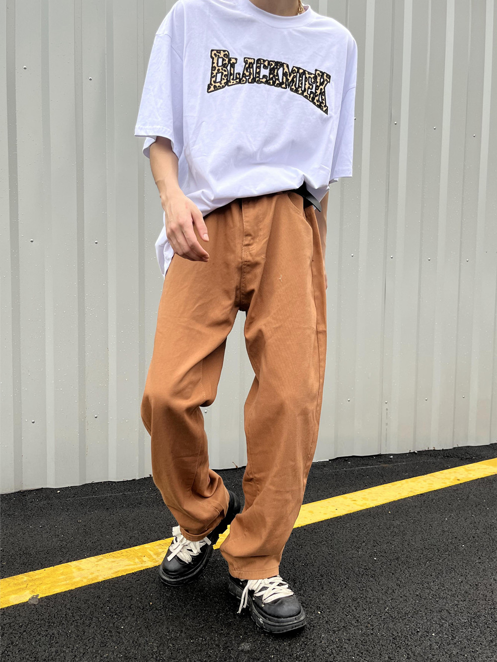 High Street Retro Coffee Color Pants Old School
