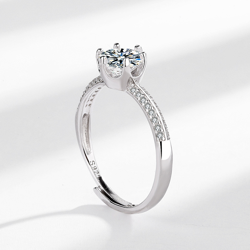 Six-claw Double Row Zircon Female Ring