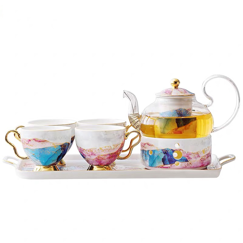 Title 2, English Ceramic Glass Flower Tea Cup Set