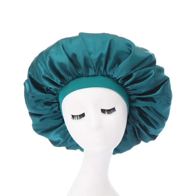 Extra Large Satin Round Stretch Wide Brim Night Cap Hole Blue - Shop at LoveMi
