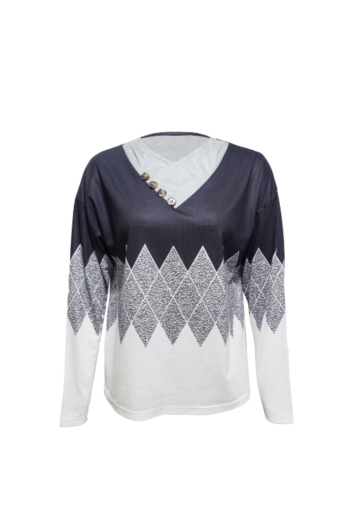 Women's Printed Irregular Collar Fashionable T-shirt Top