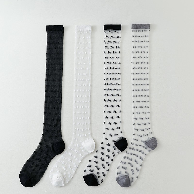 Summer Mesh Breathable College Style Glass Fiber Wave Point Versatile Trendy Calf Stocking For Children, Women