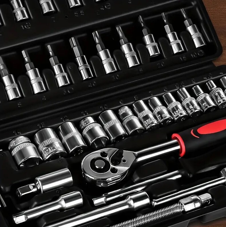 46Pcs Metric Socket 1 4  HSS Drive Ratchet Bit Set Wrench Torx Hex Tool Kit Case — foto 5