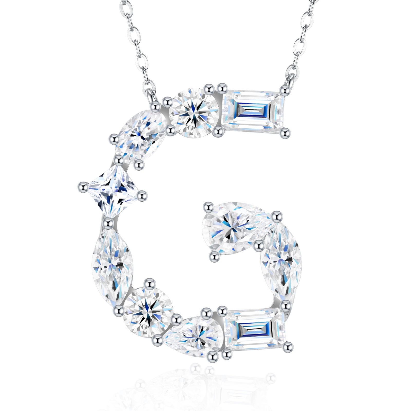 26-letter - G Necklace Pendant Featuring Top-quality Moissanite, A Luxurious And Fashionable Light Luxury Trend Jewelry Piece Made Of S925 Silver Electroplated With Platinum. - Image 1