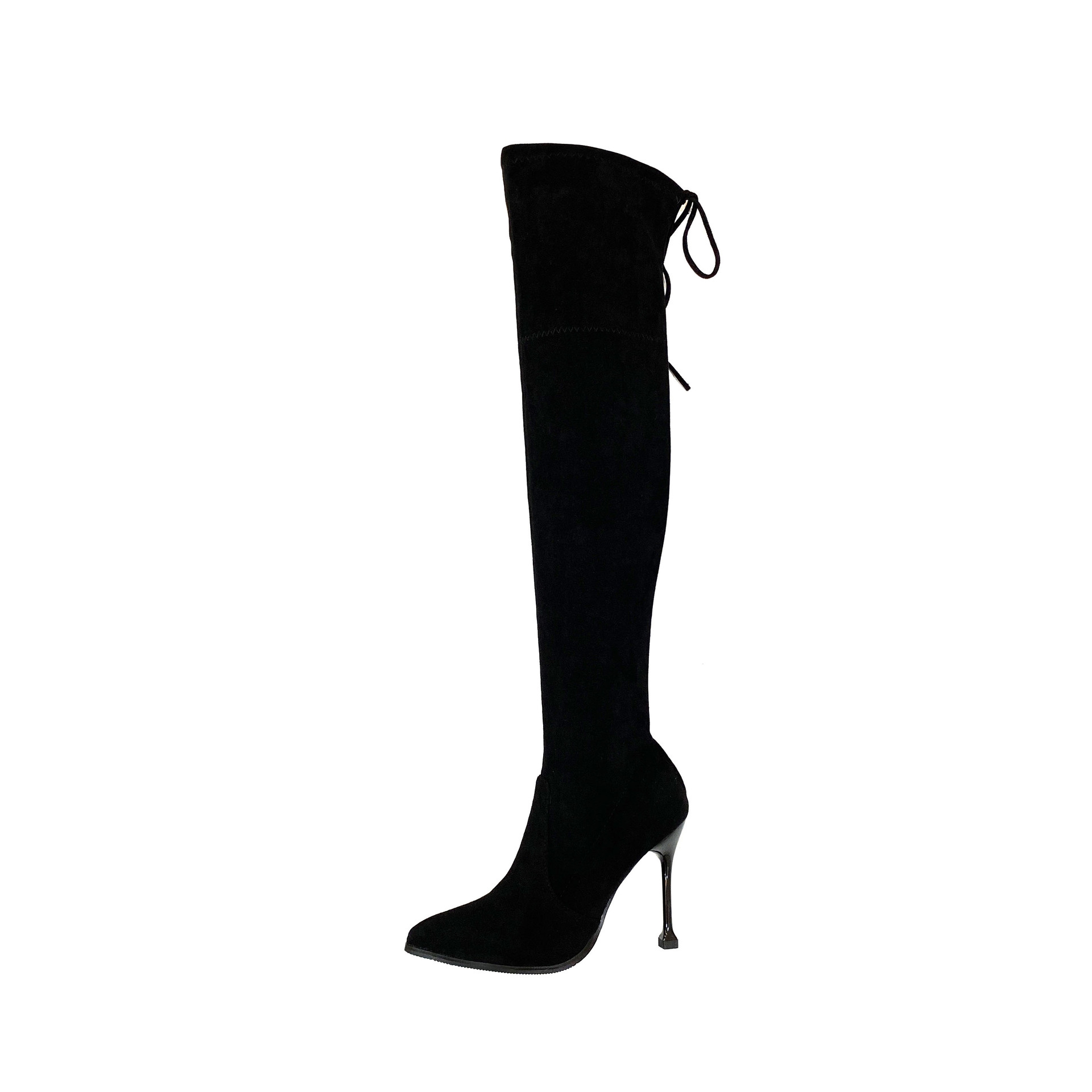 Plush Elastic Stiletto Pointed Toe Over-the-knee High-heeled Boots For Children