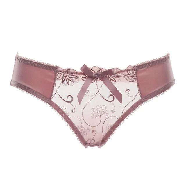 Ladies Fashion Transparent See Through Hollow Embroidery Briefs Lotus Root Starch - Shop at LoveMi