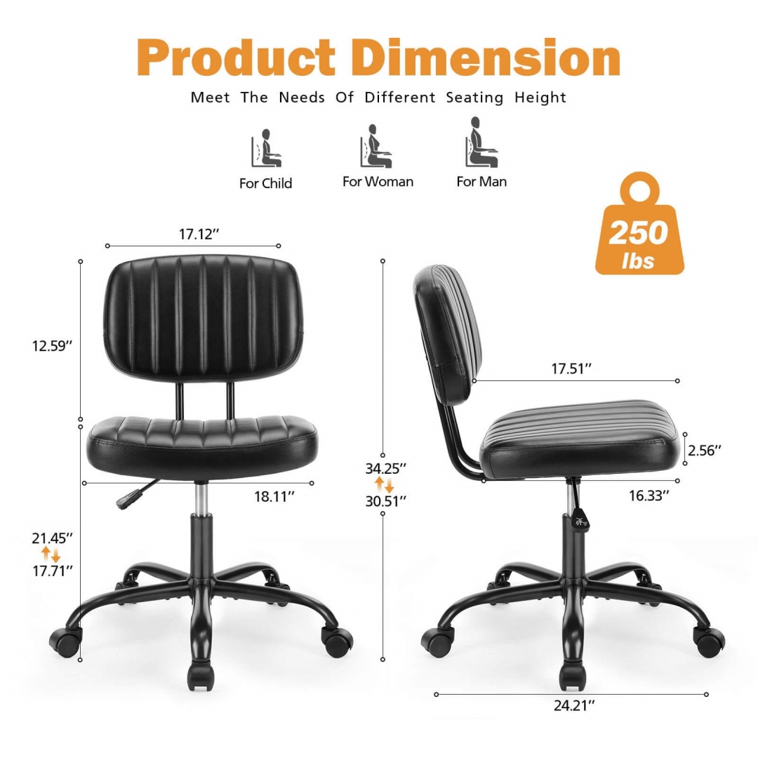 Adjustable Height 360degrees Rolling Swivel Computer Task Chair Without Arm image 32