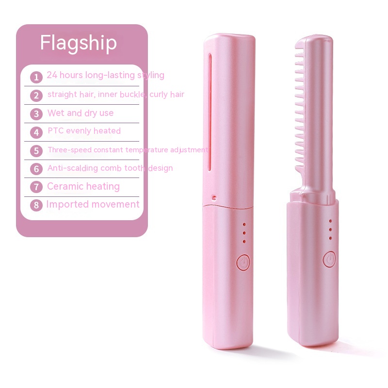 Mini Rechargeable Portable Hair Straightener Pink - Shop at LoveMi