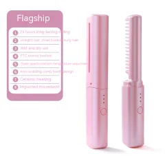 Mini Rechargeable Portable Hair Straightener - Pink - View 1